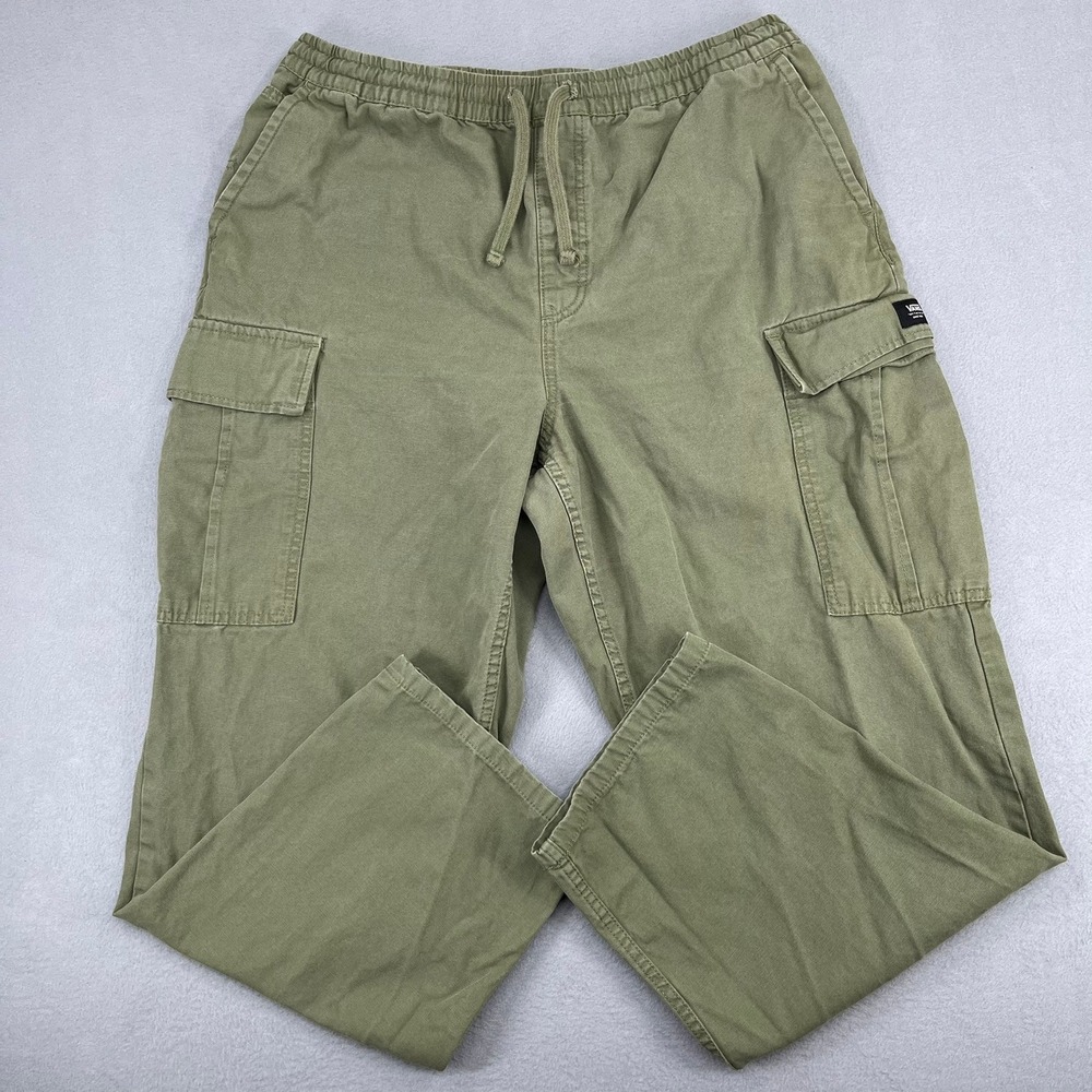 Vans Range Elastic Cargo Pants Mens XL Olive Green Baggy Tapered Fit Canvas